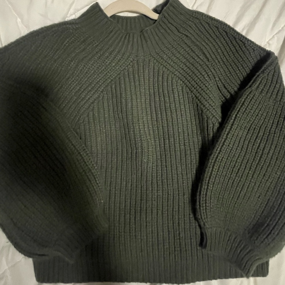 Petal + pup cropped oversized knitted sweater dark green